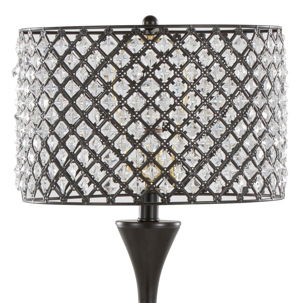 Oil Rubbed Bronze, Clear Crystal Topaz 27" Metal Table Lamp. Picture 3