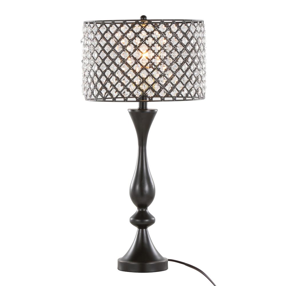 Oil Rubbed Bronze, Clear Crystal Topaz 27" Metal Table Lamp. Picture 2