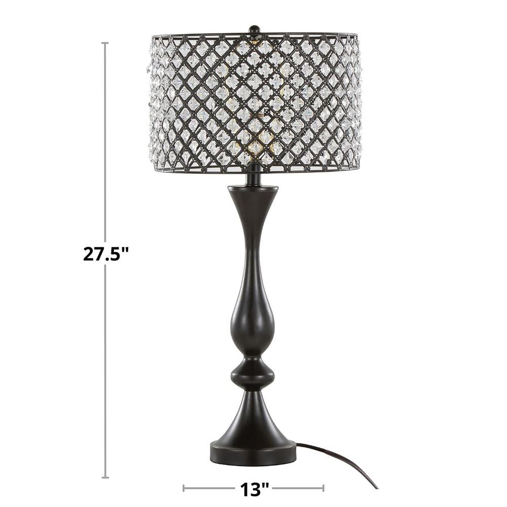 Oil Rubbed Bronze, Clear Crystal Topaz 27" Metal Table Lamp. Picture 6