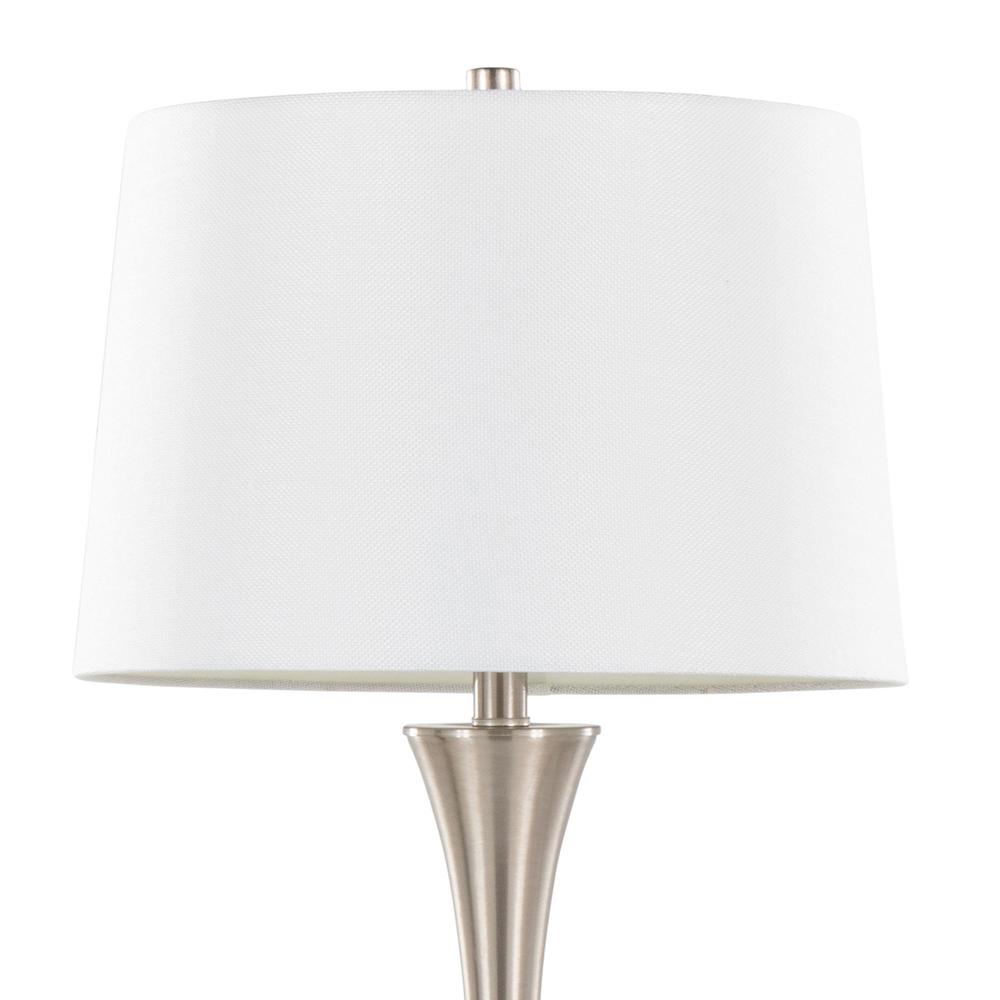 Brushed Nickel, White Textured Linen Lenuxe 29" Metal Table Lamp - Set of 2. Picture 5