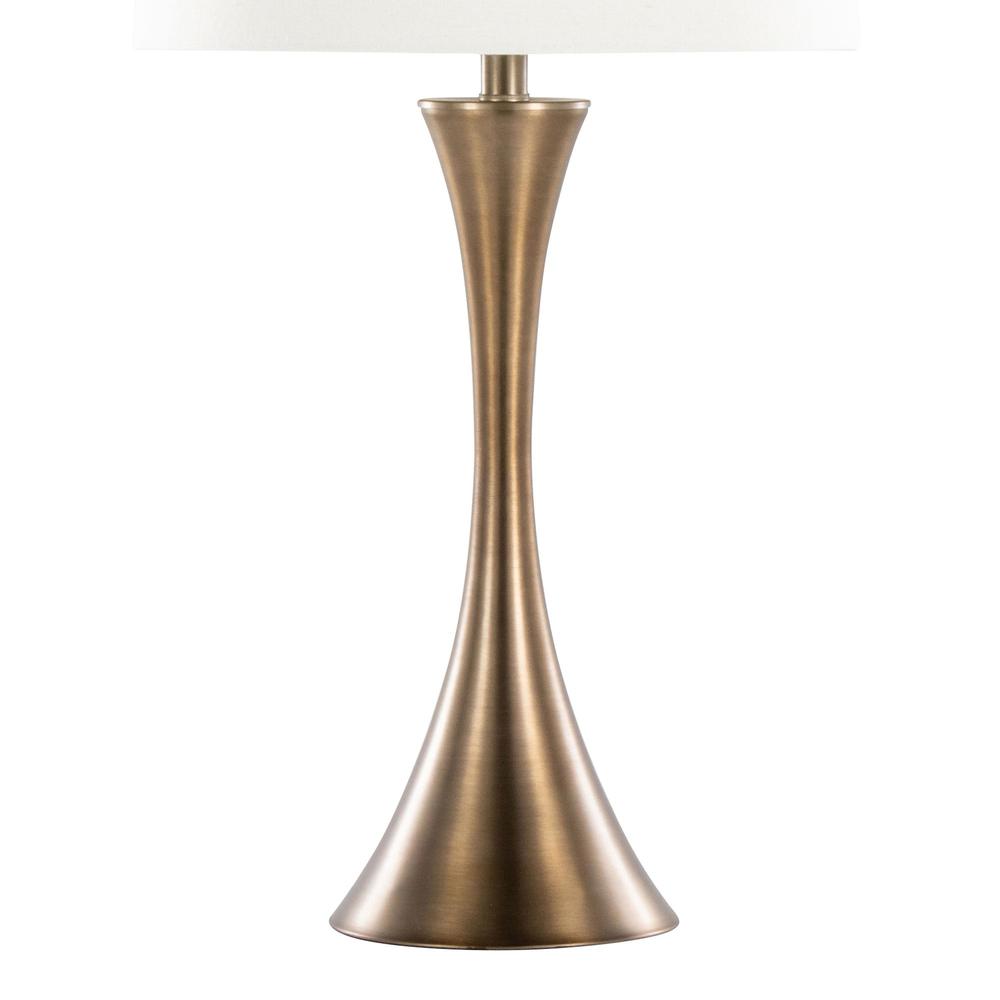 Matte Golden Bronze, Off-White Linen Lenuxe 29" Metal Table Lamp - Set of 2. Picture 4