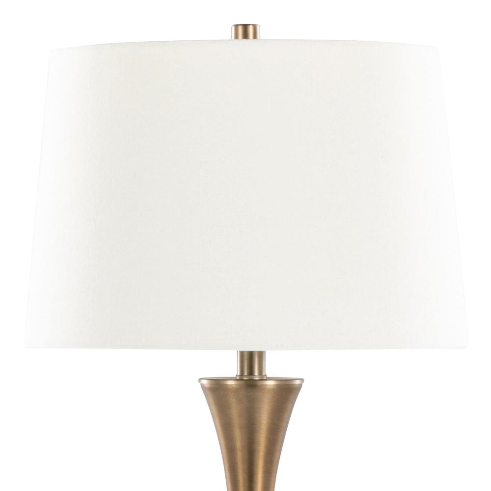 Matte Golden Bronze, Off-White Linen Lenuxe 29" Metal Table Lamp - Set of 2. Picture 5