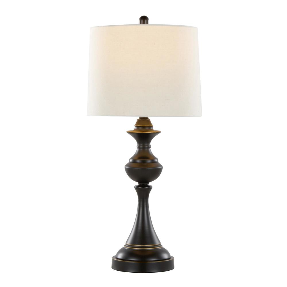 Brown Montgomery 29" Metal Table Lamp with USB - Set of 2. Picture 2
