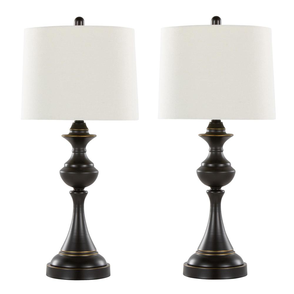 Brown Montgomery 29" Metal Table Lamp with USB - Set of 2. Picture 1