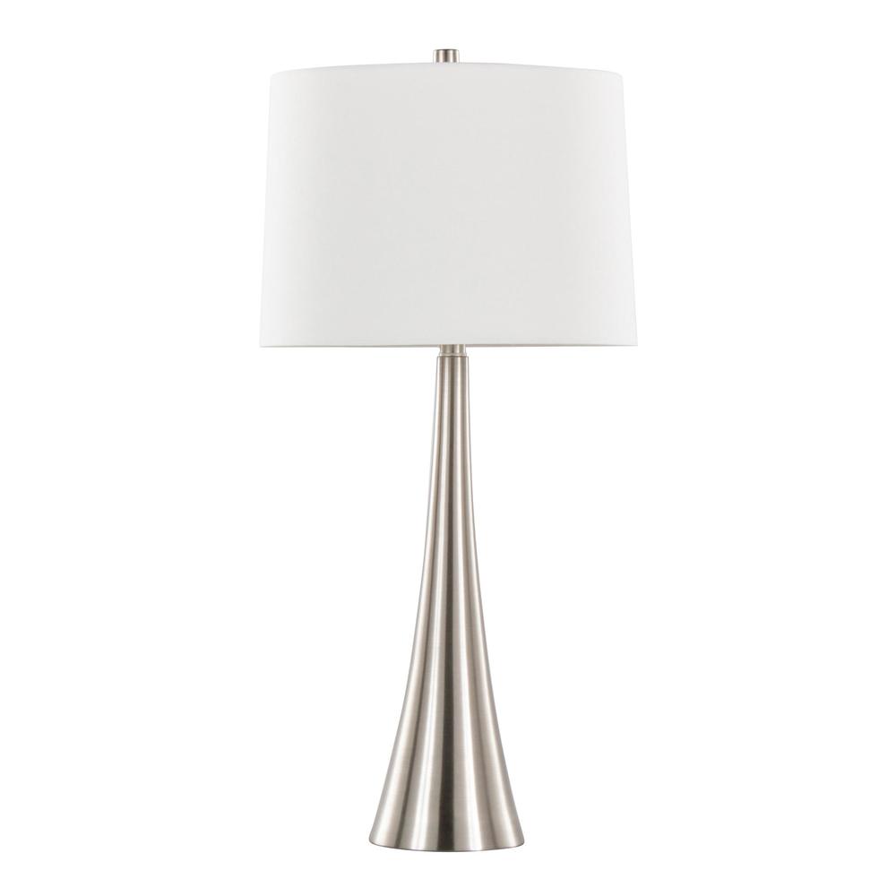 Brushed Nickel, White Linen Diana 29" Metal Table Lamp - Set of 2. Picture 3