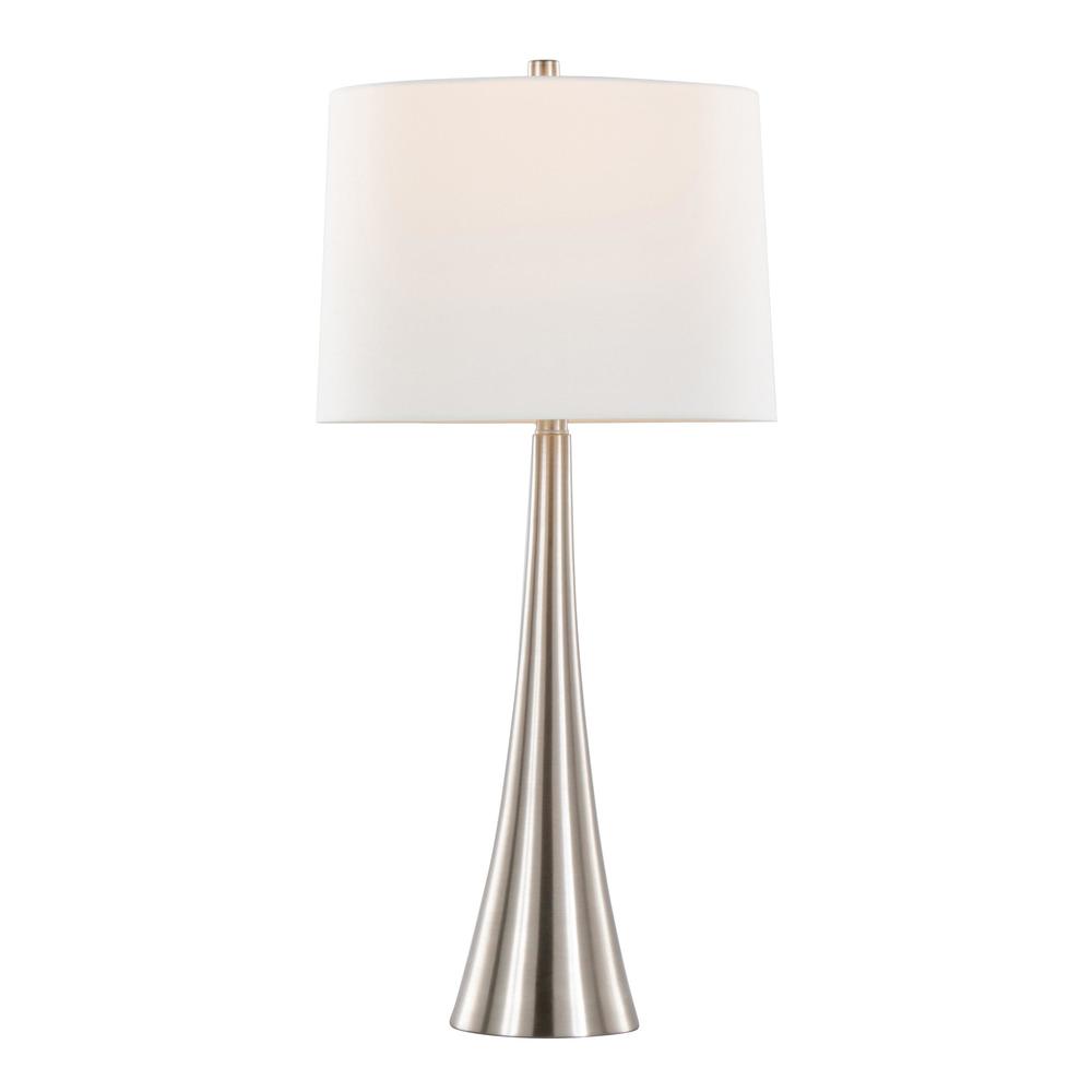 Brushed Nickel, White Linen Diana 29" Metal Table Lamp - Set of 2. Picture 2