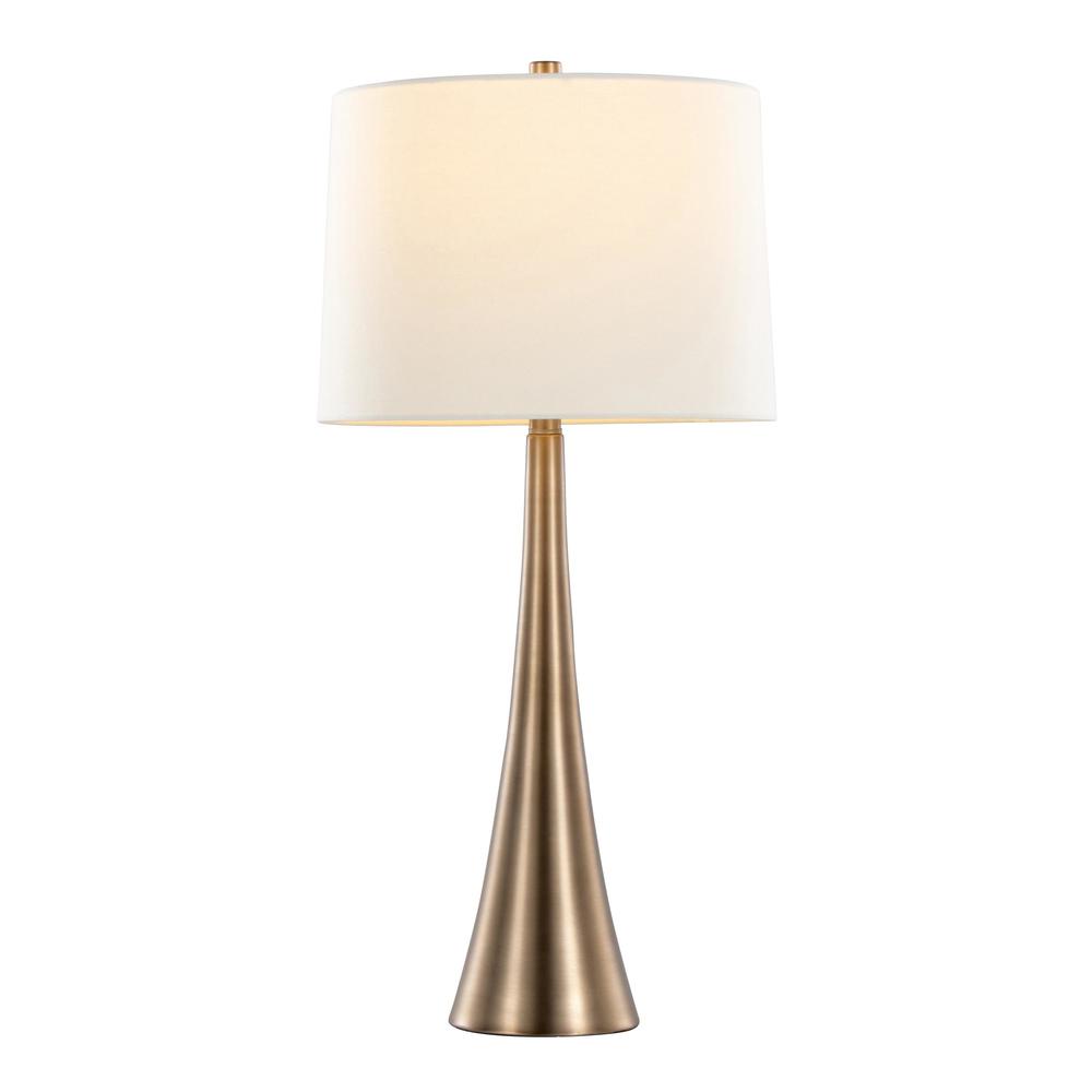 Matte Golden Bronze, White Linen Diana 29" Metal Table Lamp - Set of 2. Picture 2