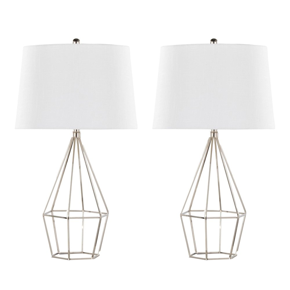 Polished Nickel, Black Satin Diana 29" Metal Table Lamp - Set of 2. Picture 1