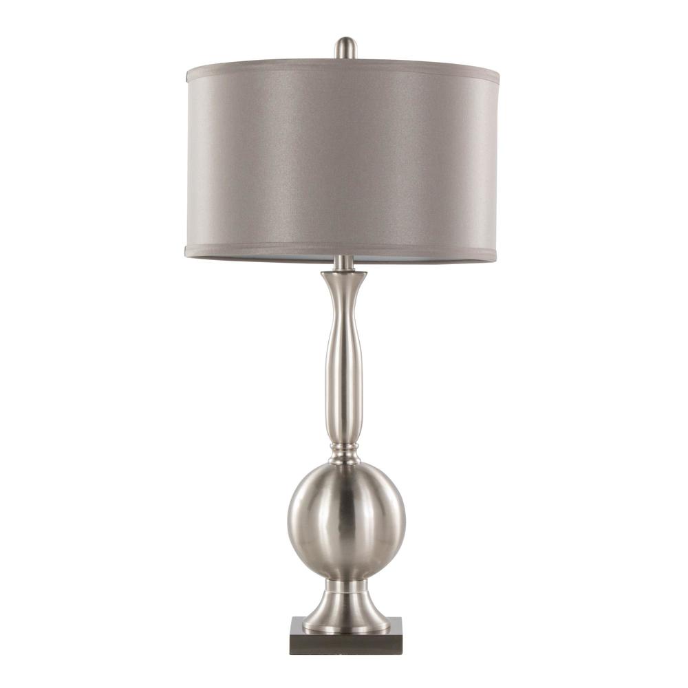 Brushed Nickel, Grey Satin Joan 30" Metal Table Lamp - Set of 2. Picture 3