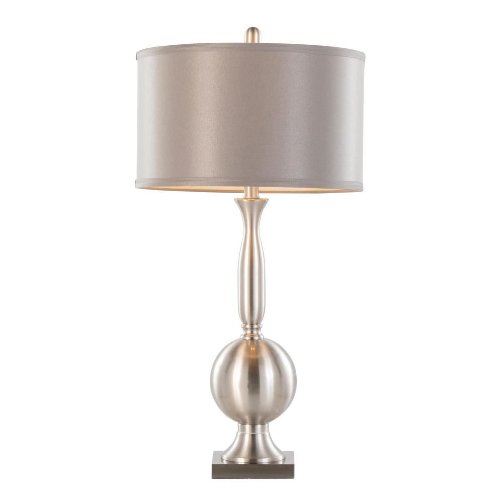 Brushed Nickel, Grey Satin Joan 30" Metal Table Lamp - Set of 2. Picture 2