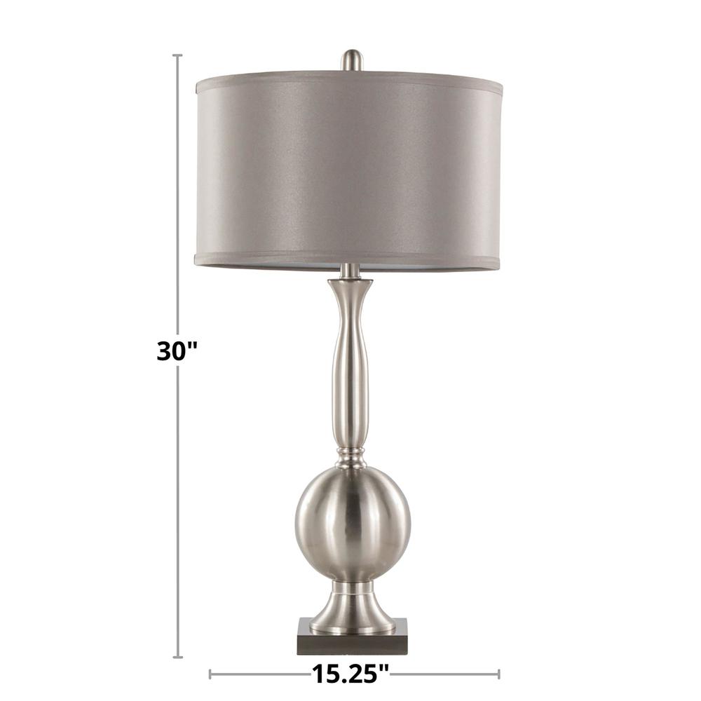 Brushed Nickel, Grey Satin Joan 30" Metal Table Lamp - Set of 2. Picture 6