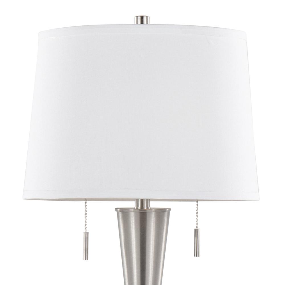 Brushed Nickel, White Linen Jules 30.25" Metal Table Lamp with USB - Set of 2. Picture 4