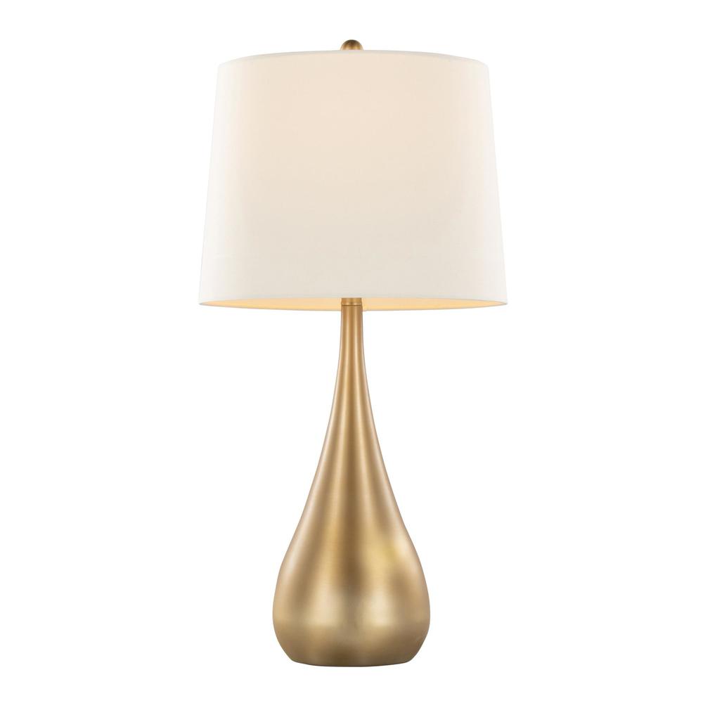 Gold Metal, White Linen Pebble 29" Metal Table Lamp - Set of 2. Picture 2