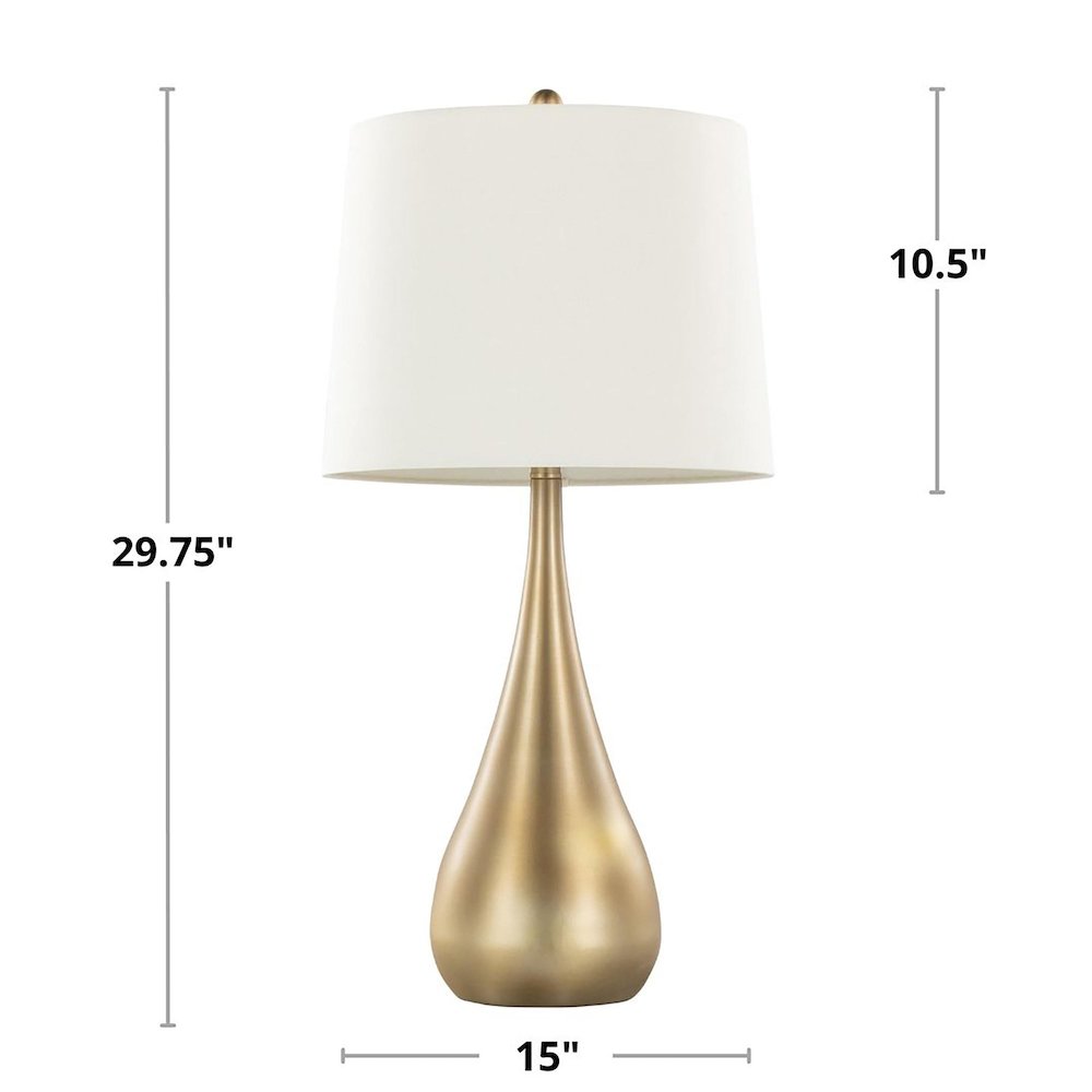 Gold Metal, White Linen Pebble 29" Metal Table Lamp - Set of 2. Picture 6
