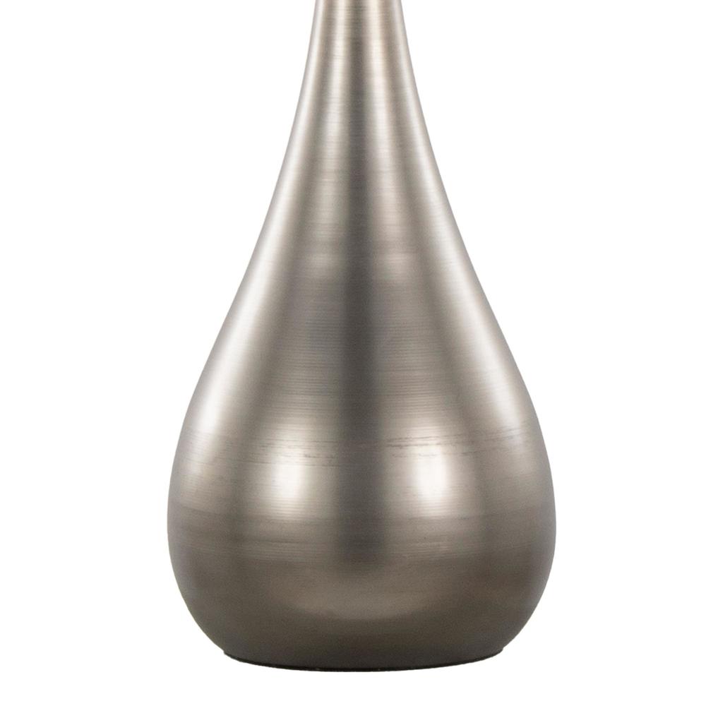 Aged Pewter, Natural Linen Pebble 29" Metal Table Lamp - Set of 2. Picture 4