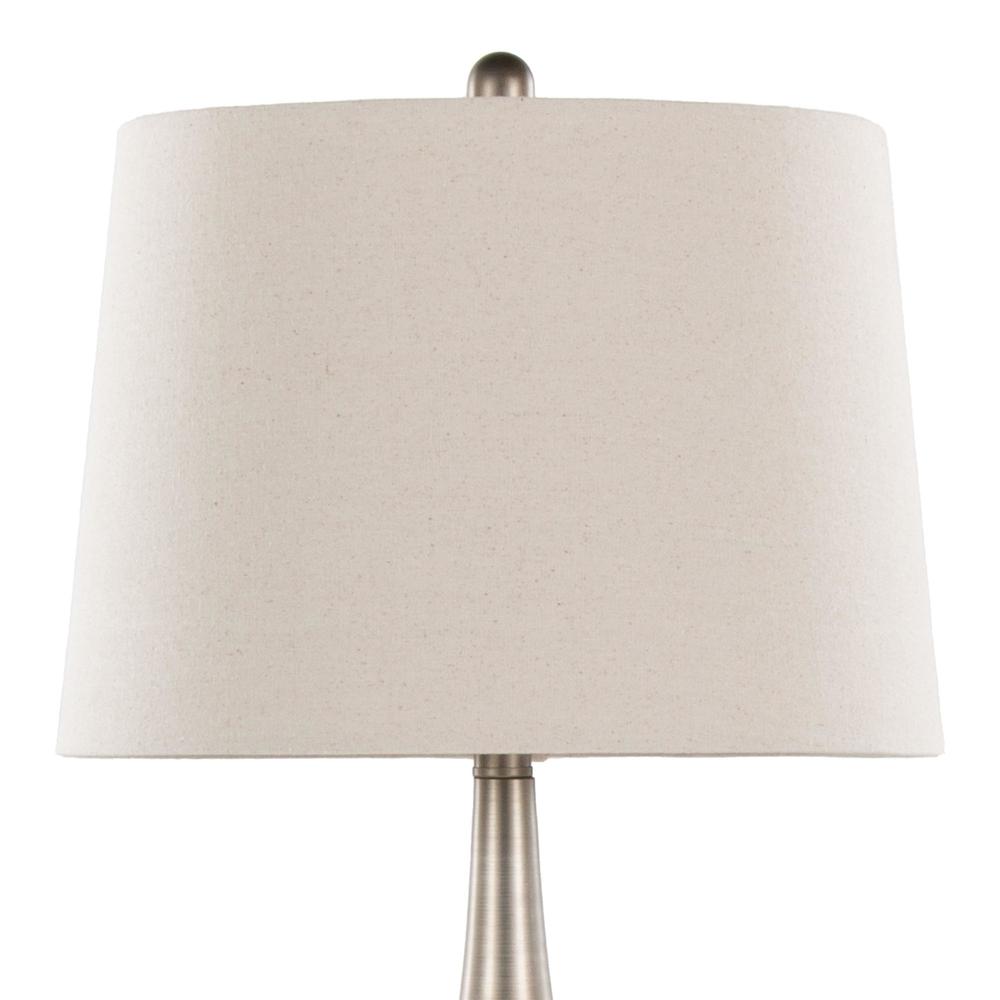 Aged Pewter, Natural Linen Pebble 29" Metal Table Lamp - Set of 2. Picture 5