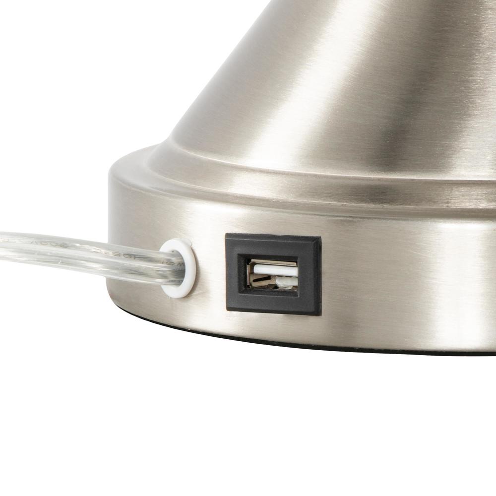Silver Flint 30" Metal Table Lamp with USB - Set of 2. Picture 6