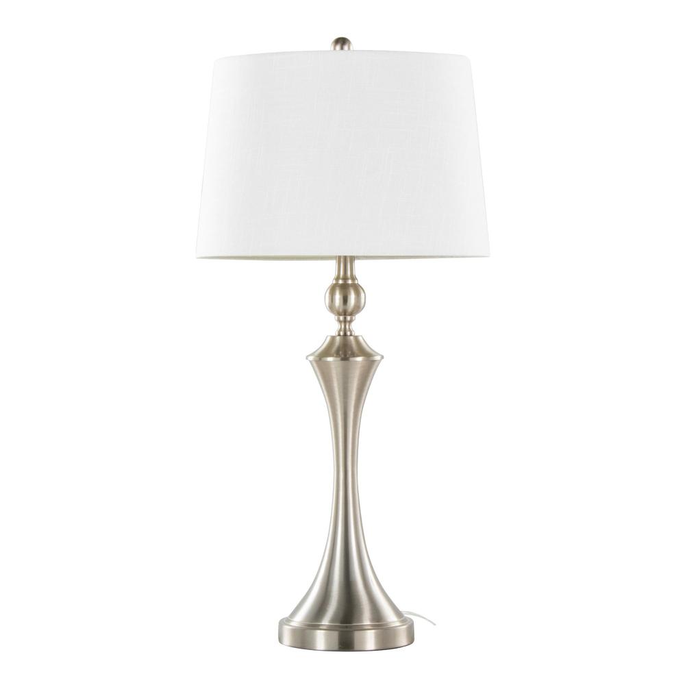 Silver Flint 30" Metal Table Lamp with USB - Set of 2. Picture 3