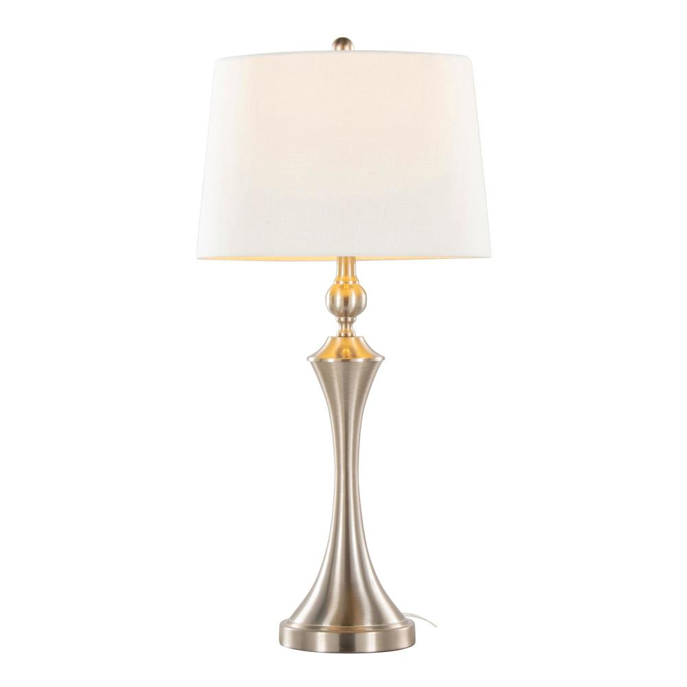 Silver Flint 30" Metal Table Lamp with USB - Set of 2. Picture 2