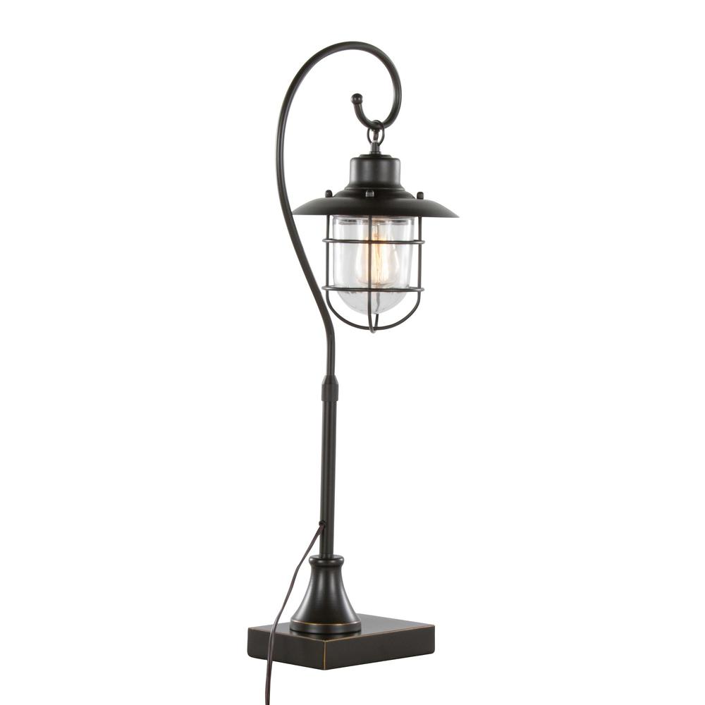 Oil Rubbed Bronze, Clear Glass Landen 33" Metal Task Lamp - Set of 2. Picture 5