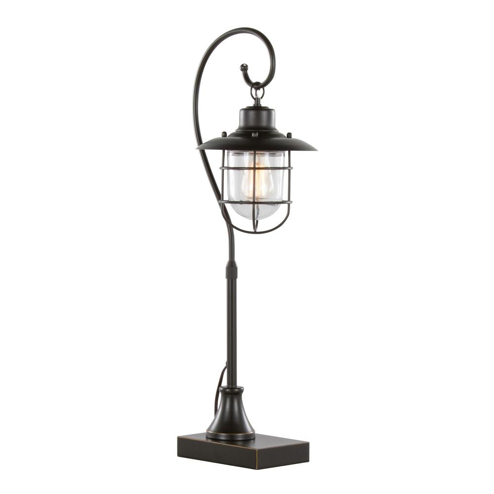 Oil Rubbed Bronze, Clear Glass Landen 33" Metal Task Lamp - Set of 2. Picture 3