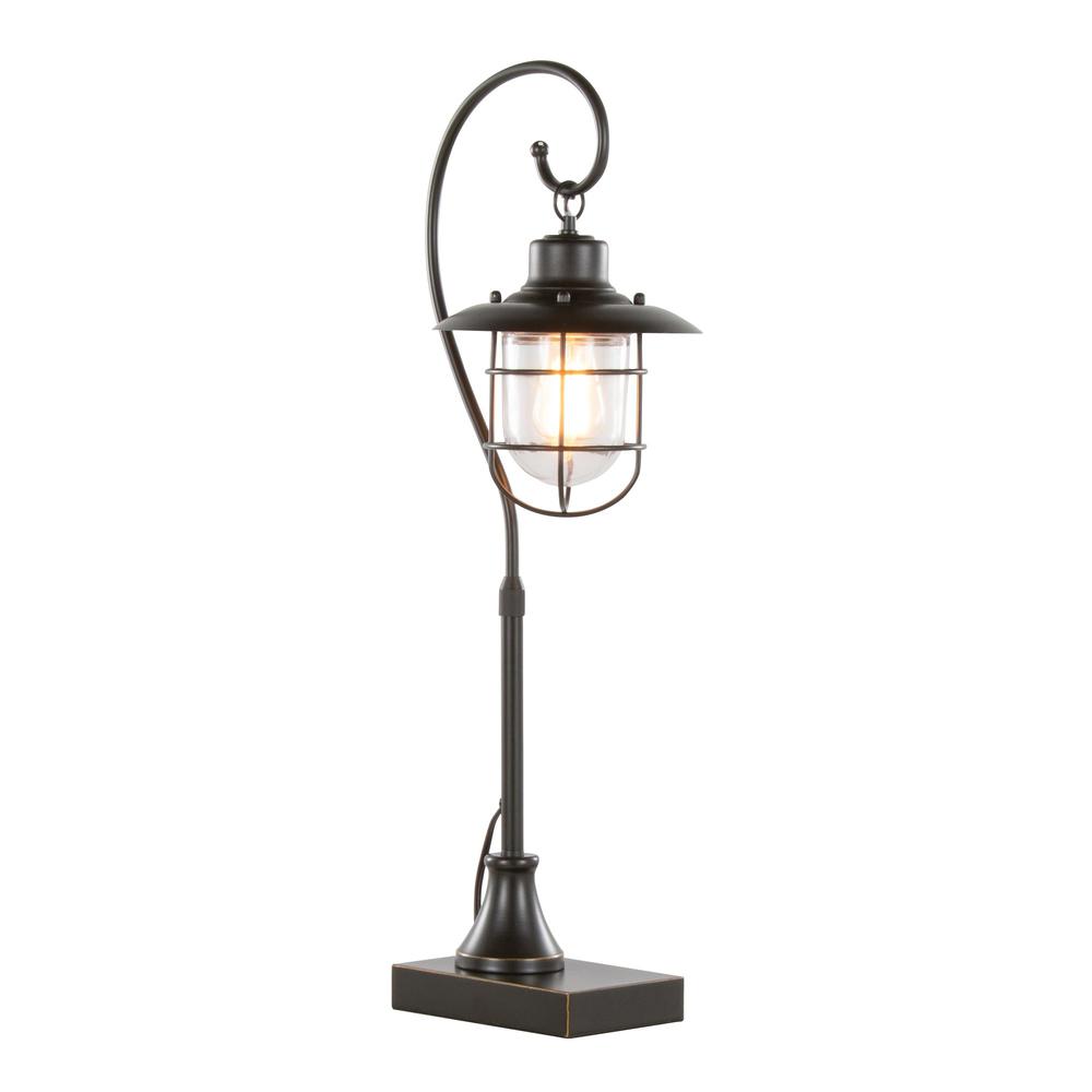 Oil Rubbed Bronze, Clear Glass Landen 33" Metal Task Lamp - Set of 2. Picture 2