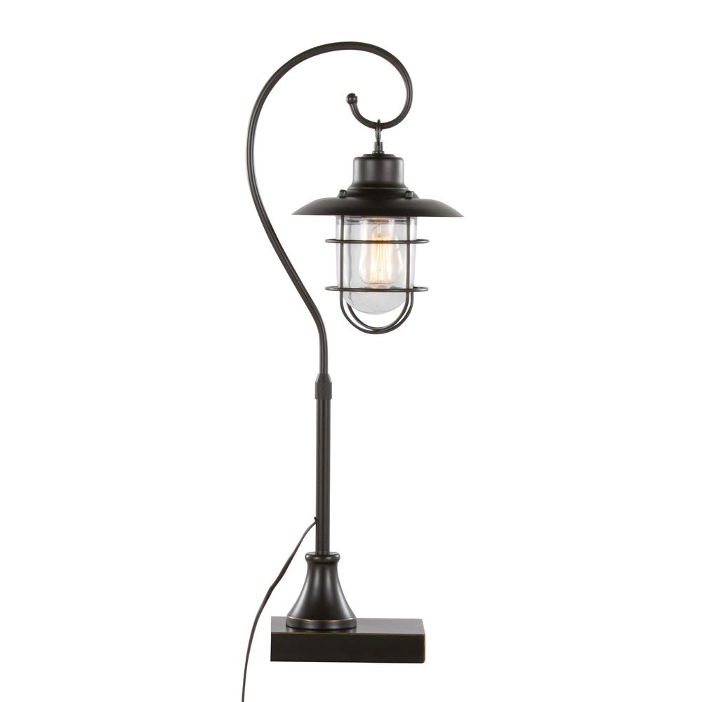 Oil Rubbed Bronze, Clear Glass Landen 33" Metal Task Lamp - Set of 2. Picture 4