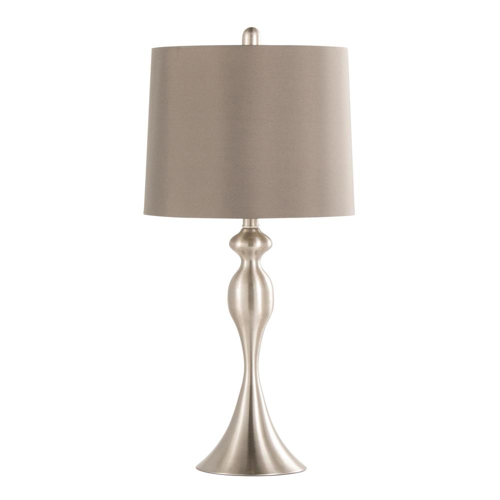 Brushed Nickel, Taupe Satin Ashland 27" Metal Table Lamp - Set of 2. Picture 3