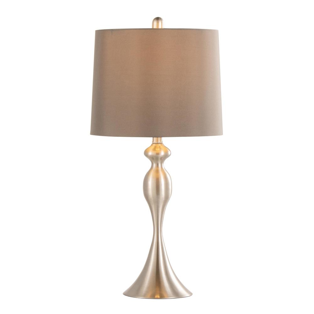 Brushed Nickel, Taupe Satin Ashland 27" Metal Table Lamp - Set of 2. Picture 2