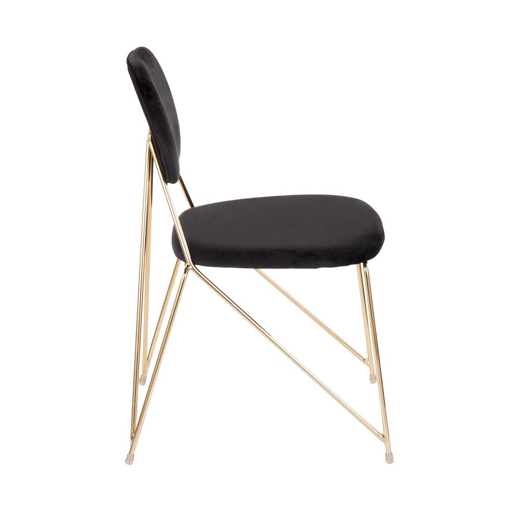 Gold Metal, Black Velvet Gwen Chair - Set of 2. Picture 3