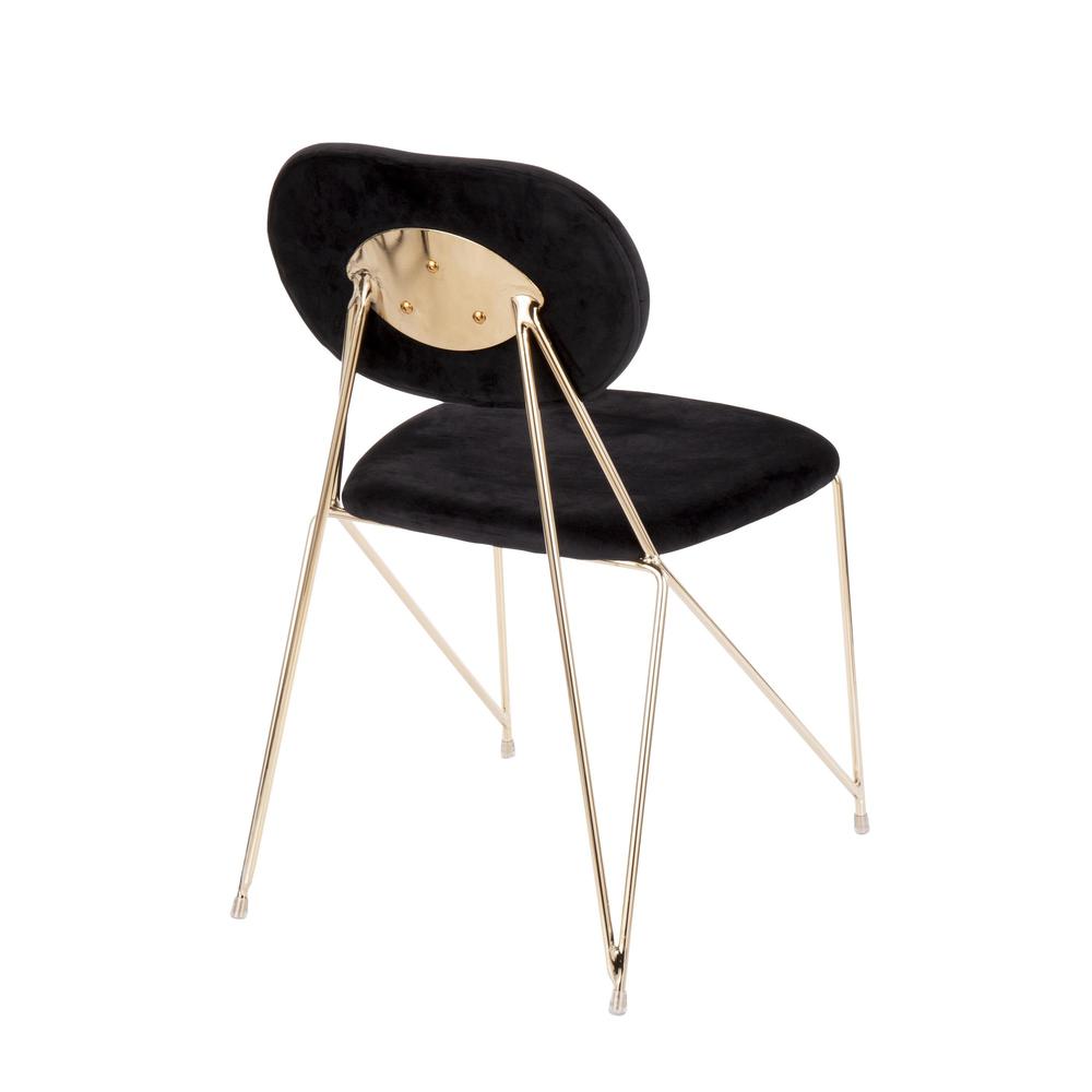Gold Metal, Black Velvet Gwen Chair - Set of 2. Picture 4