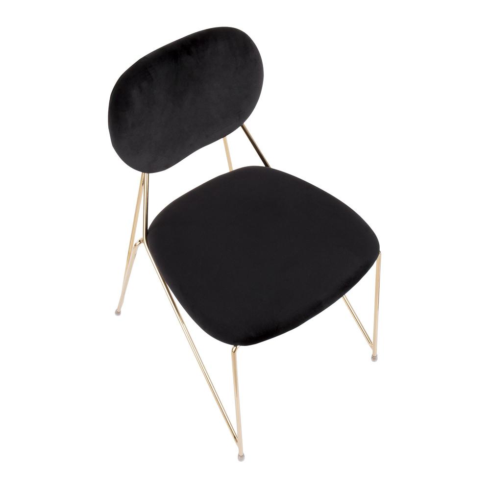 Gold Metal, Black Velvet Gwen Chair - Set of 2. Picture 7