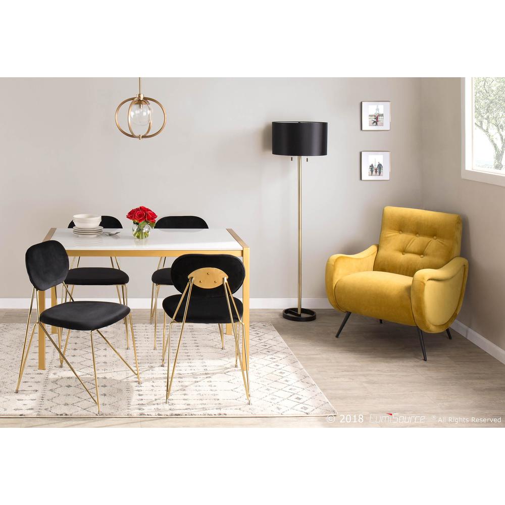 Gold Metal, Black Velvet Gwen Chair - Set of 2. Picture 9