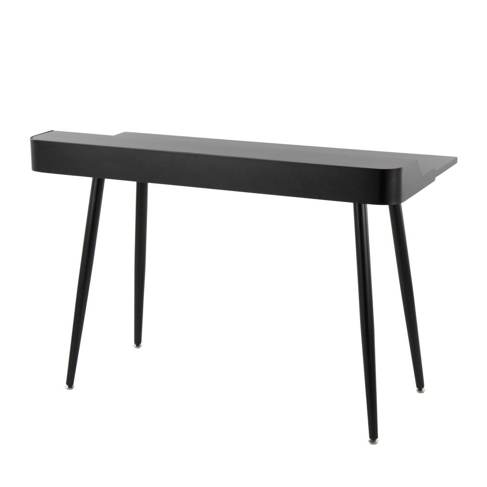 Black Steel, Black Wood, Natural Wood Harvey Desk. Picture 3