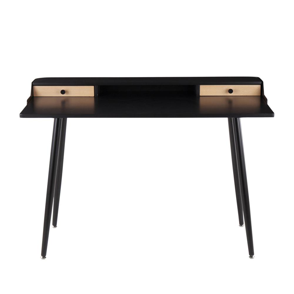 Black Steel, Black Wood, Natural Wood Harvey Desk. Picture 5