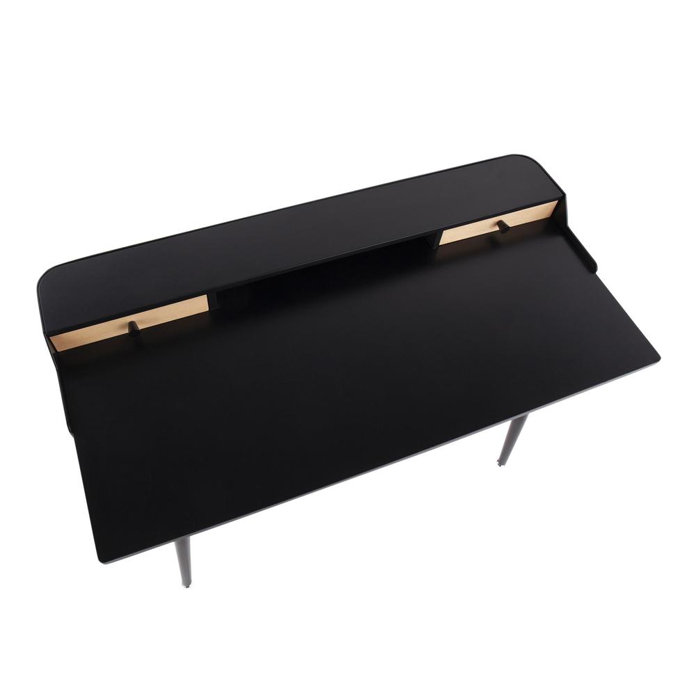 Black Steel, Black Wood, Natural Wood Harvey Desk. Picture 6