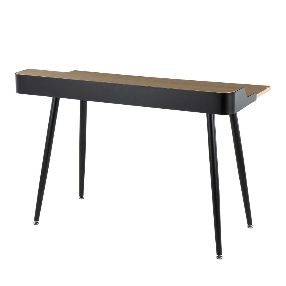Black Steel, Natural Wood, Black Wood, Nickel Harvey Desk. Picture 3
