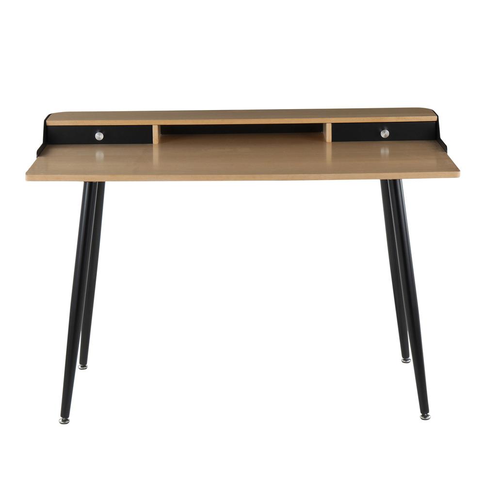Black Steel, Natural Wood, Black Wood, Nickel Harvey Desk. Picture 5