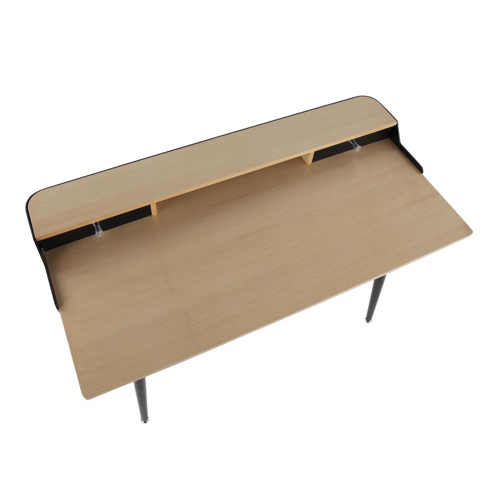 Black Steel, Natural Wood, Black Wood, Nickel Harvey Desk. Picture 6