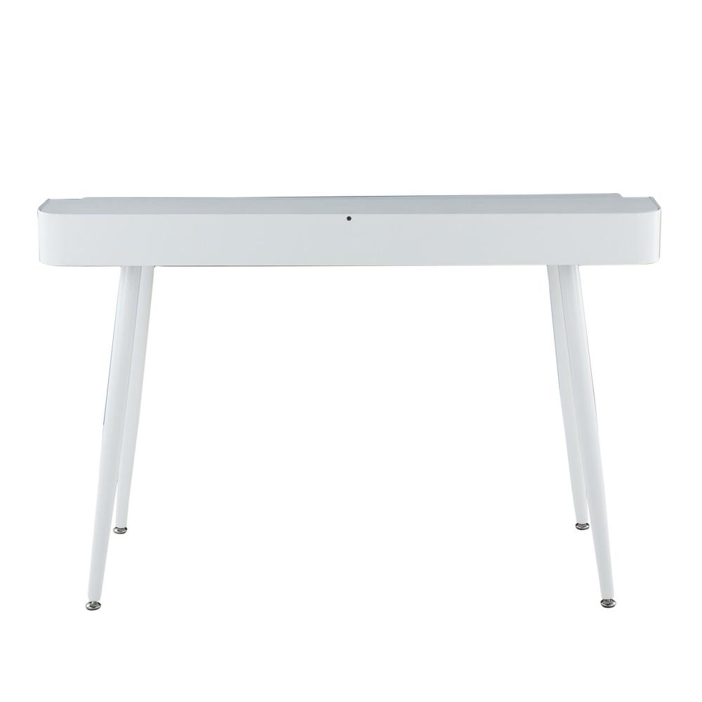 White Steel, White Wood, Natural Wood Harvey Desk. Picture 4