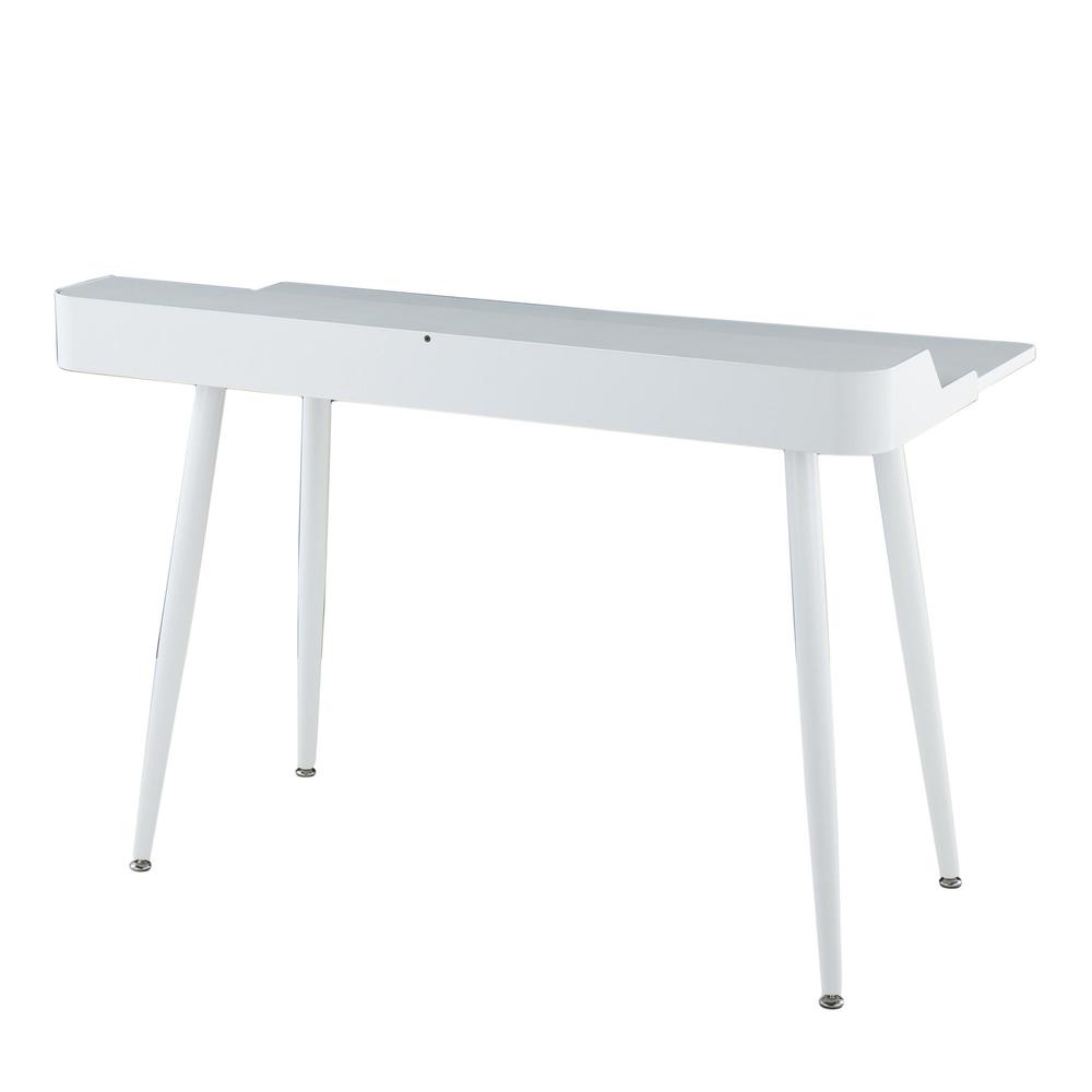 White Steel, White Wood, Natural Wood Harvey Desk. Picture 3