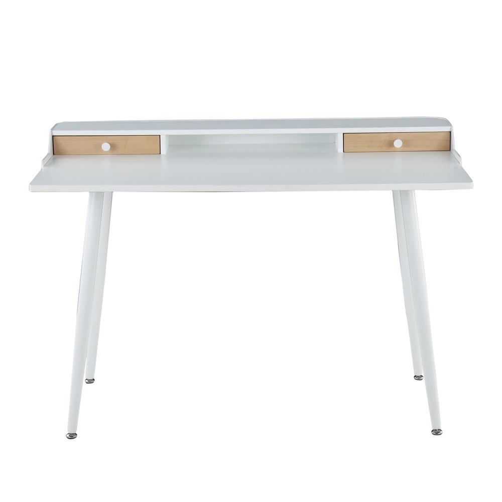 White Steel, White Wood, Natural Wood Harvey Desk. Picture 5