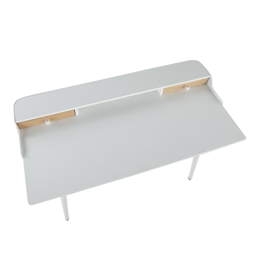 White Steel, White Wood, Natural Wood Harvey Desk. Picture 6