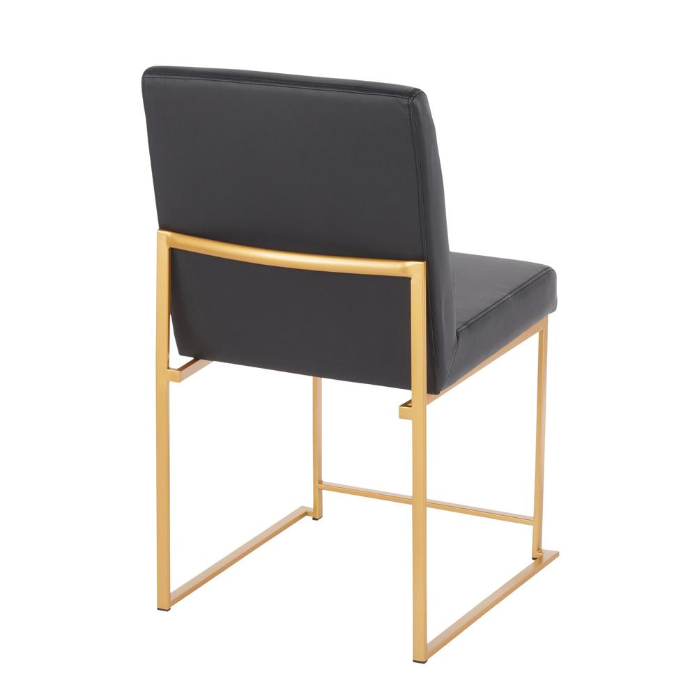 Gold Metal, Black PU High Back Fuji Dining Chair - Set of 2. Picture 4