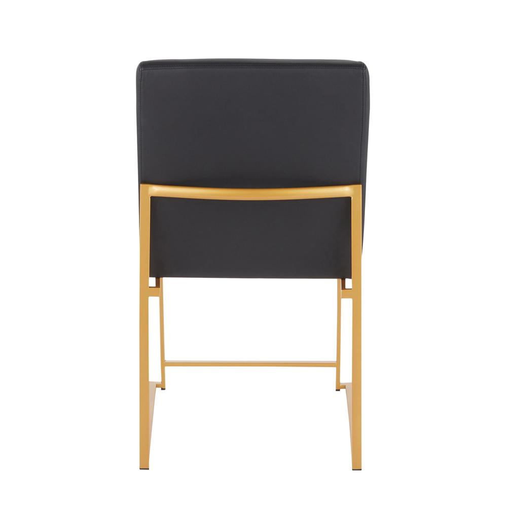 Gold Metal, Black PU High Back Fuji Dining Chair - Set of 2. Picture 5