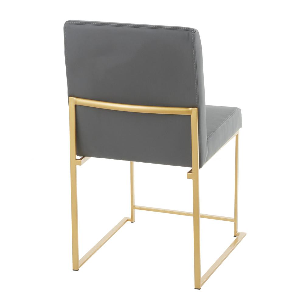 Gold Metal, Grey PU High Back Fuji Dining Chair - Set of 2. Picture 4