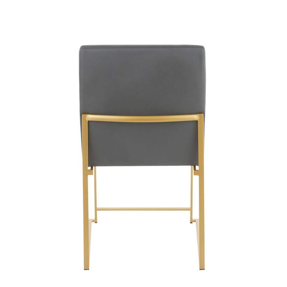 Gold Metal, Grey PU High Back Fuji Dining Chair - Set of 2. Picture 5