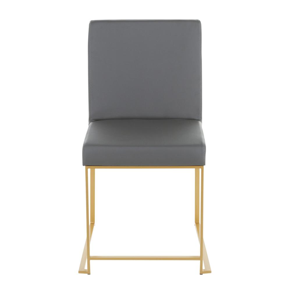 Gold Metal, Grey PU High Back Fuji Dining Chair - Set of 2. Picture 6