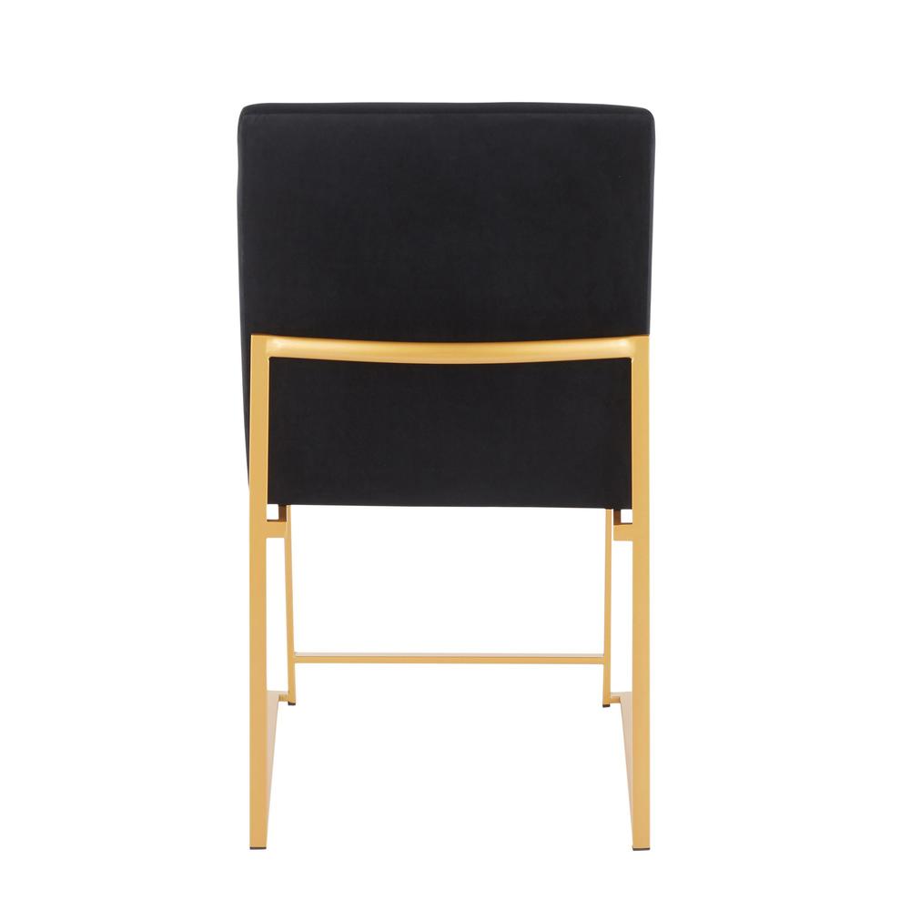 Gold Metal, Black Velvet High Back Fuji Dining Chair - Set of 2. Picture 5