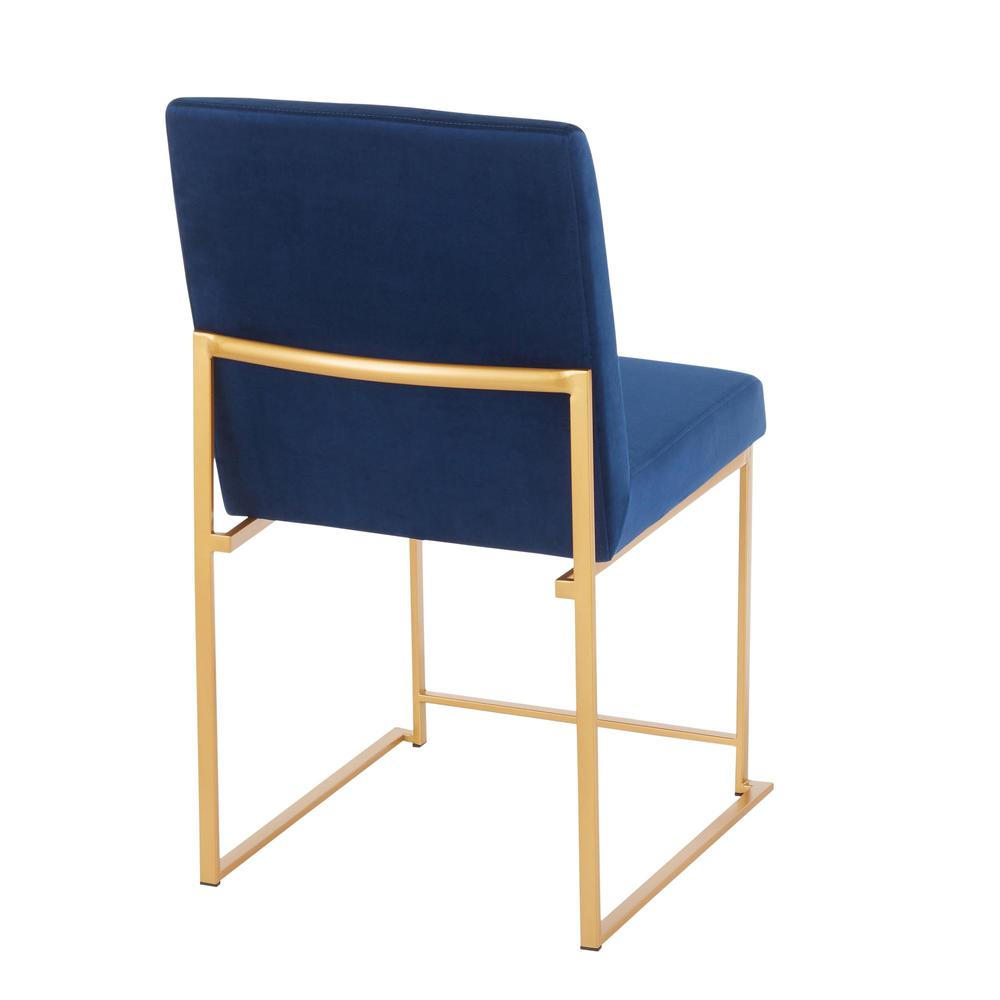 Gold Metal, Blue Velvet High Back Fuji Dining Chair - Set of 2. Picture 4
